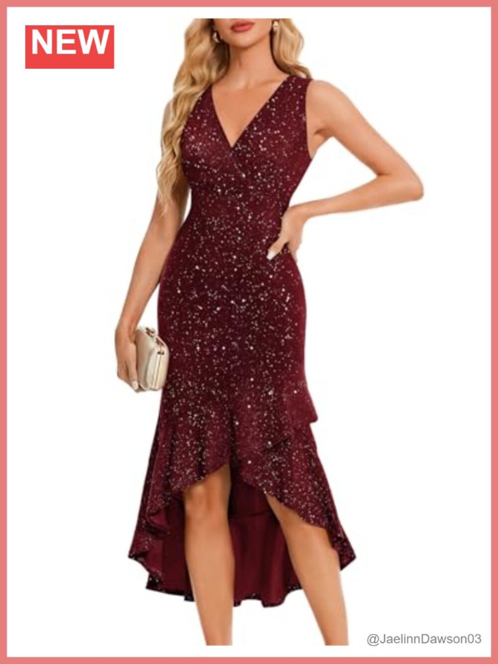 Sequined High Low Midi Cocktail Prom Dress V Neck Sleeveless Fitted